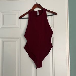American Apparel high neck bodysuit maroon